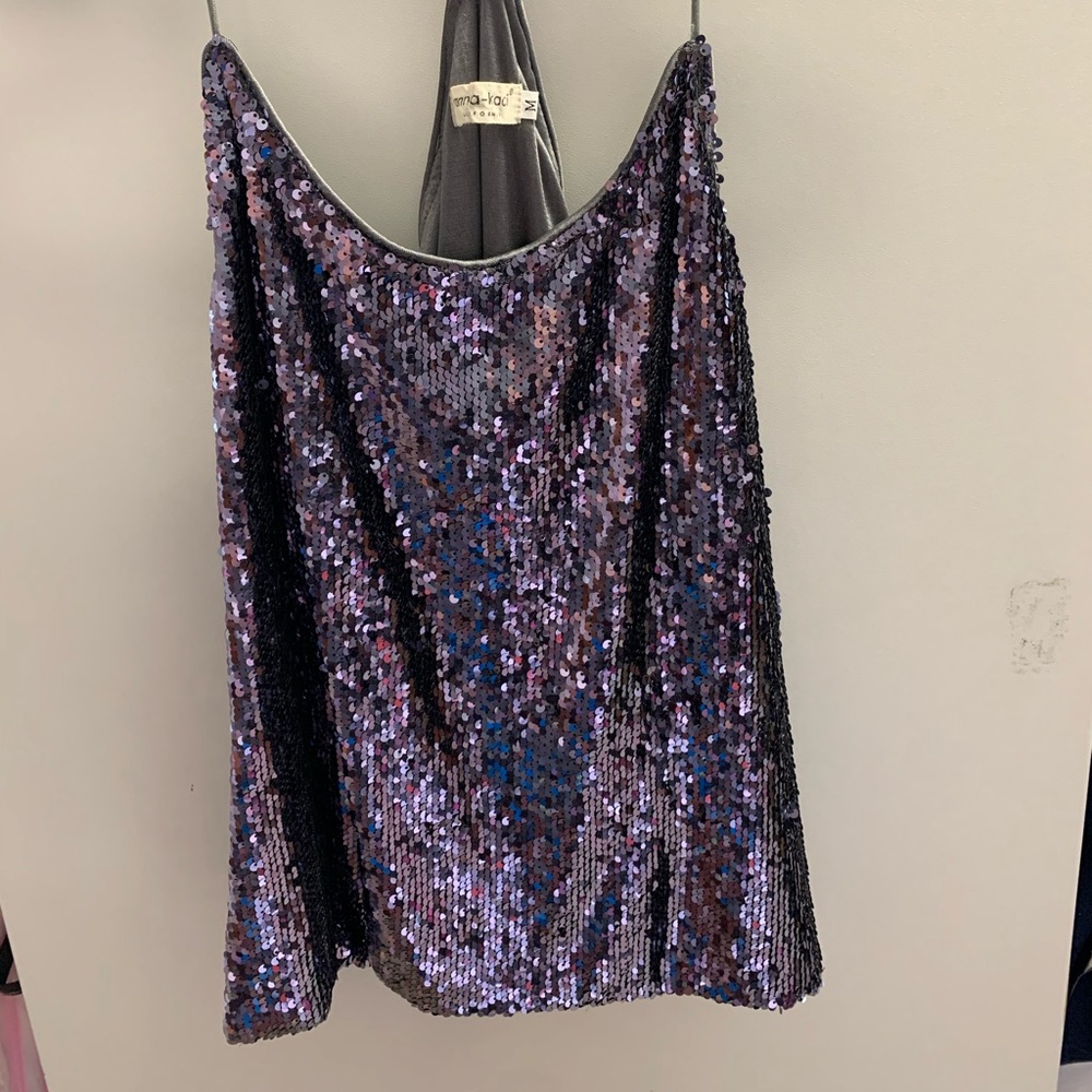 Purple and Gray Sequin Top
